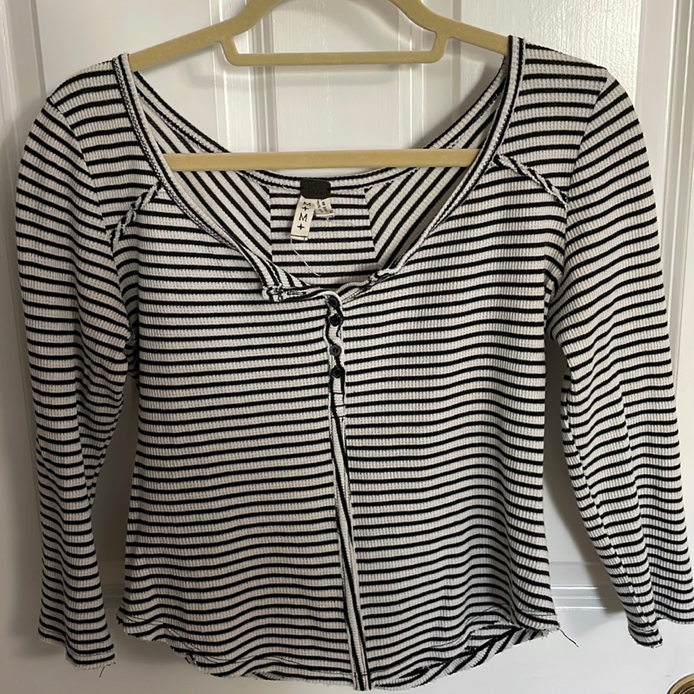 Free People 3/4 sleeve striped shirt